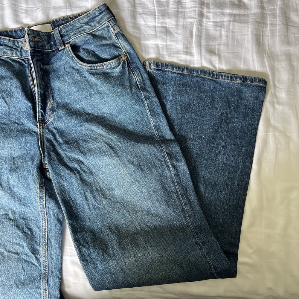 H&M Blue Wide Leg Denim Jeans